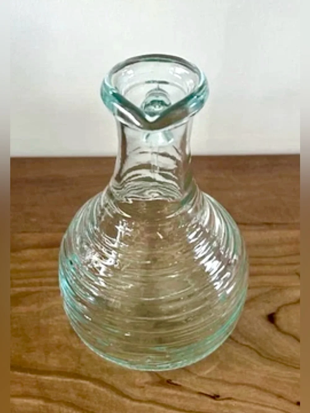 VTG Vetreria Etrusca Italy Ribbed Beehive Blue Glass Decanter Cruet W/Stopper 5”